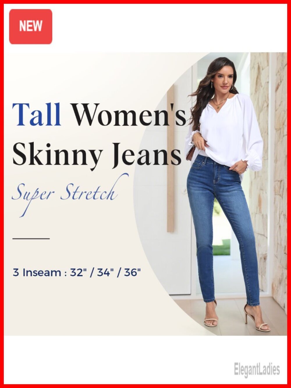 Tall Women's Skinny Jeans Mid-Rise Stretchy Slim Fit 32 to 36 Inseam - Picture 7 of 7